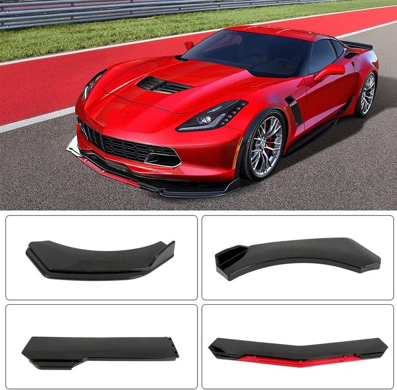 DREAMIZER Universal Front Lip for Car,Adjustable Front Bumper Lip Chin Spoiler Splitter Diffuser Protector Body Kit Compatible with Honda Nissan Toyota Mazda, Black w/Red - Image 3